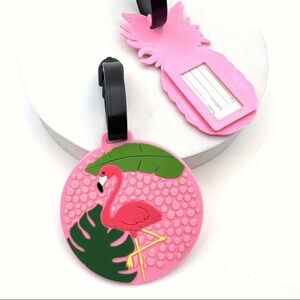 Pink Flamingo Luggage Tag Silicone Blue And Pink